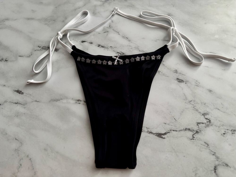 PINK Victoria's Secret x Frankies Bikinis Swim Bikini Bottom Itsy Side Tie Black